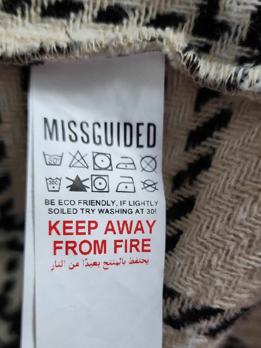 Missguided Black and Cream Checked Shacket US 4 - Picture 3 of 5